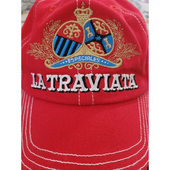 CAO La Traviata Maduro Embroidered red Baseball Cap EUC OSFM strapback - Picture 4 of 9